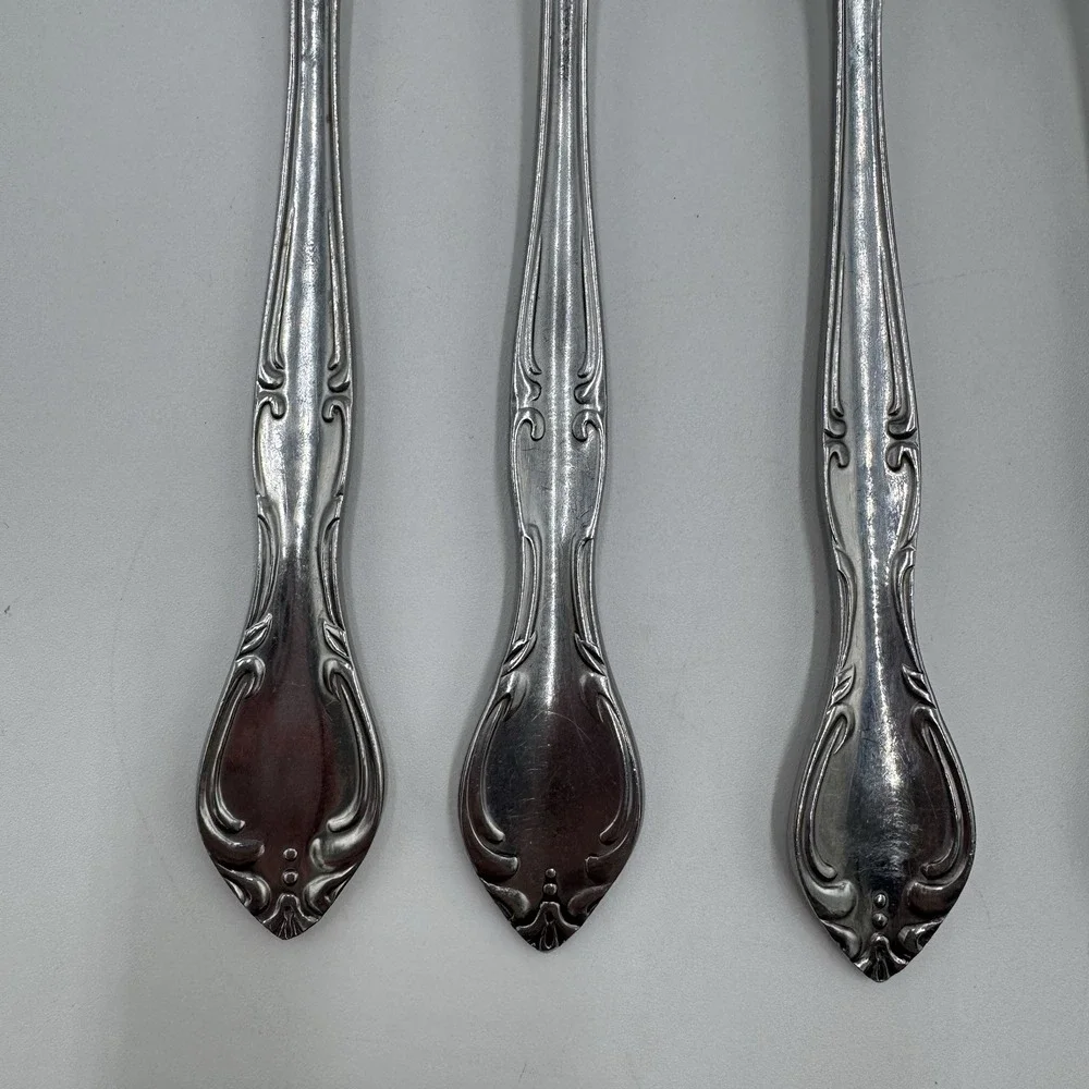 Hampton Court Stainless Japan Flatware 6 Pc Lot 5 Dinner Forks 1 Knife Vintage